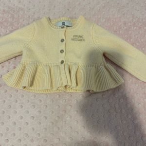 Versace Girls Cream Wool Cardigan 6M Authentic Young Versace